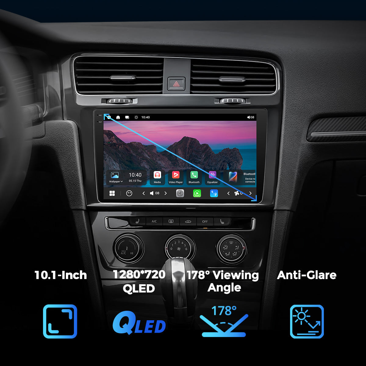 VISTA 10” Custom-Fit Car Stereo for Volkswagen Golf 7 2013-2020