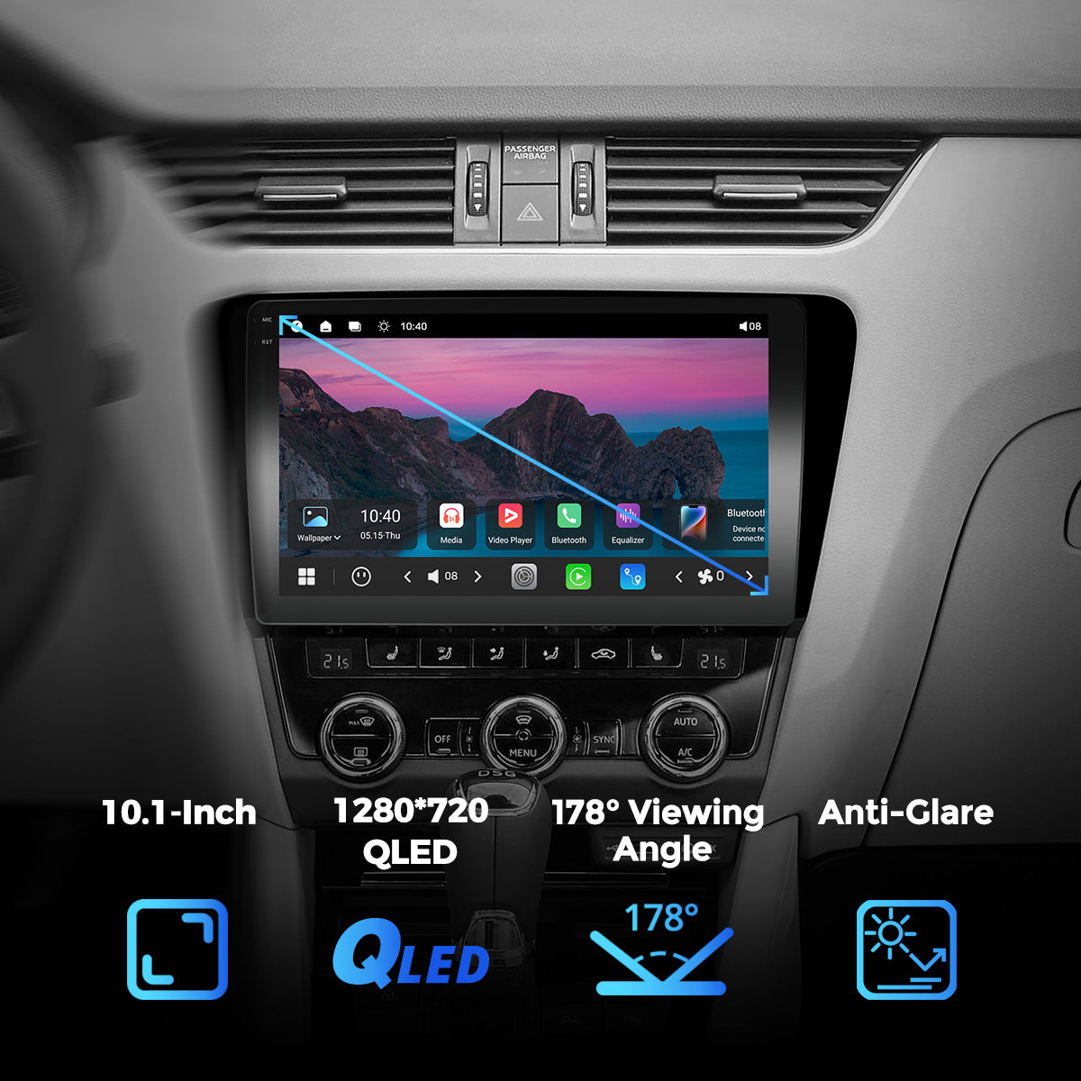 VISTA 10” Custom-Fit Car Stereo for Škoda Octavia 2015-2018