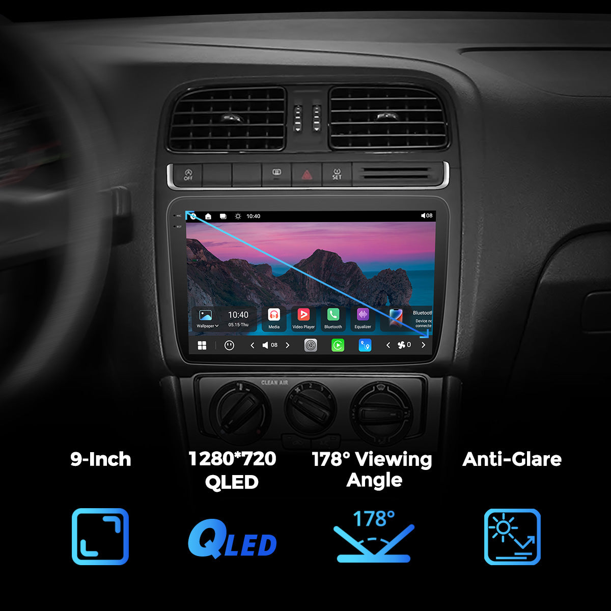 VISTA 9” Custom-Fit Car Stereo for Volkswagen Polo 2009-2018