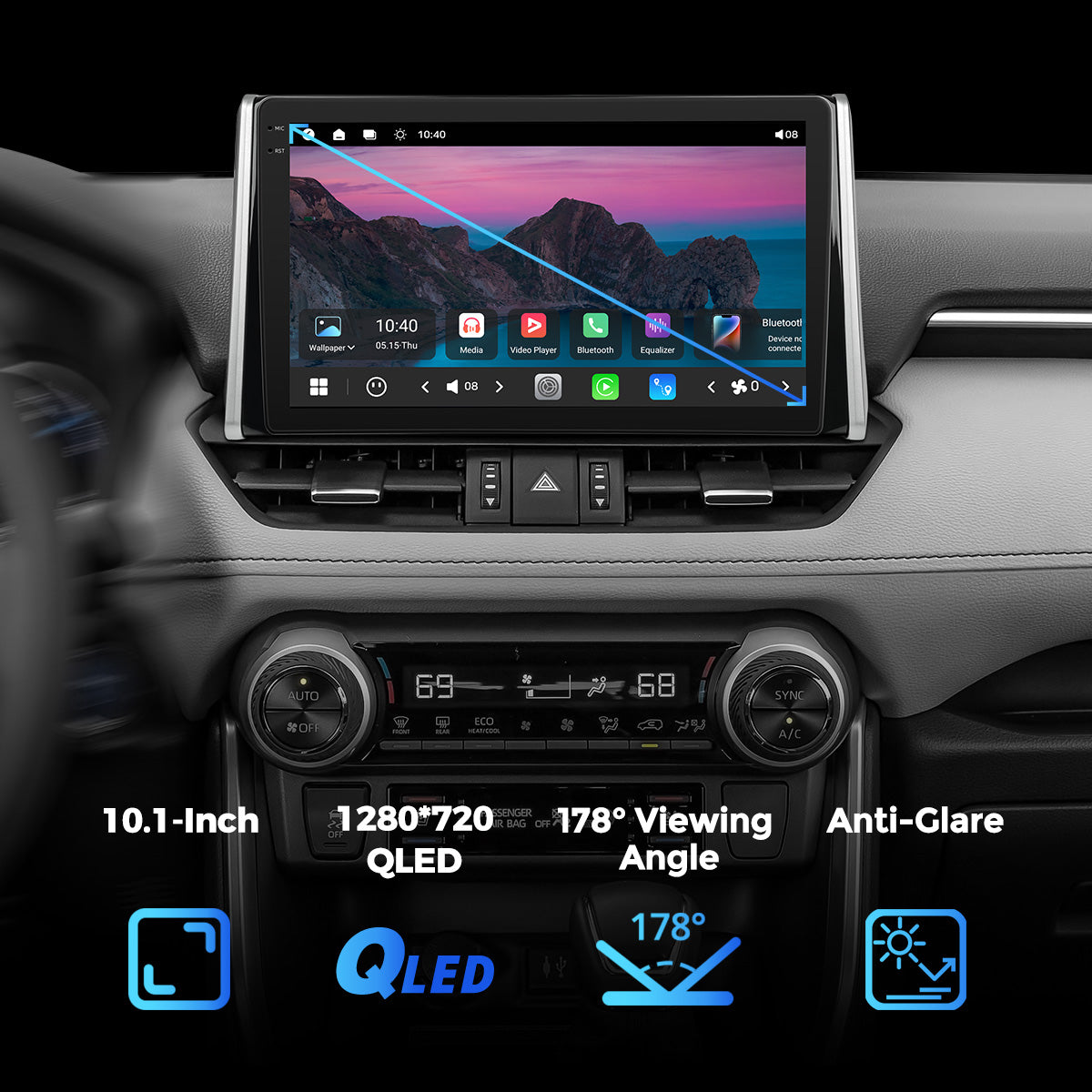 VISTA 10” Custom-Fit Car Stereo Toyota RAV4 2019-2022