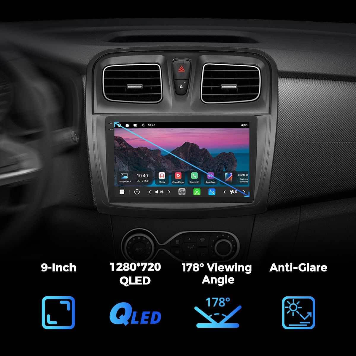 VISTA 9” Custom-Fit Car Stereo for Dacia Sandero/Logan 2012-2020(A)