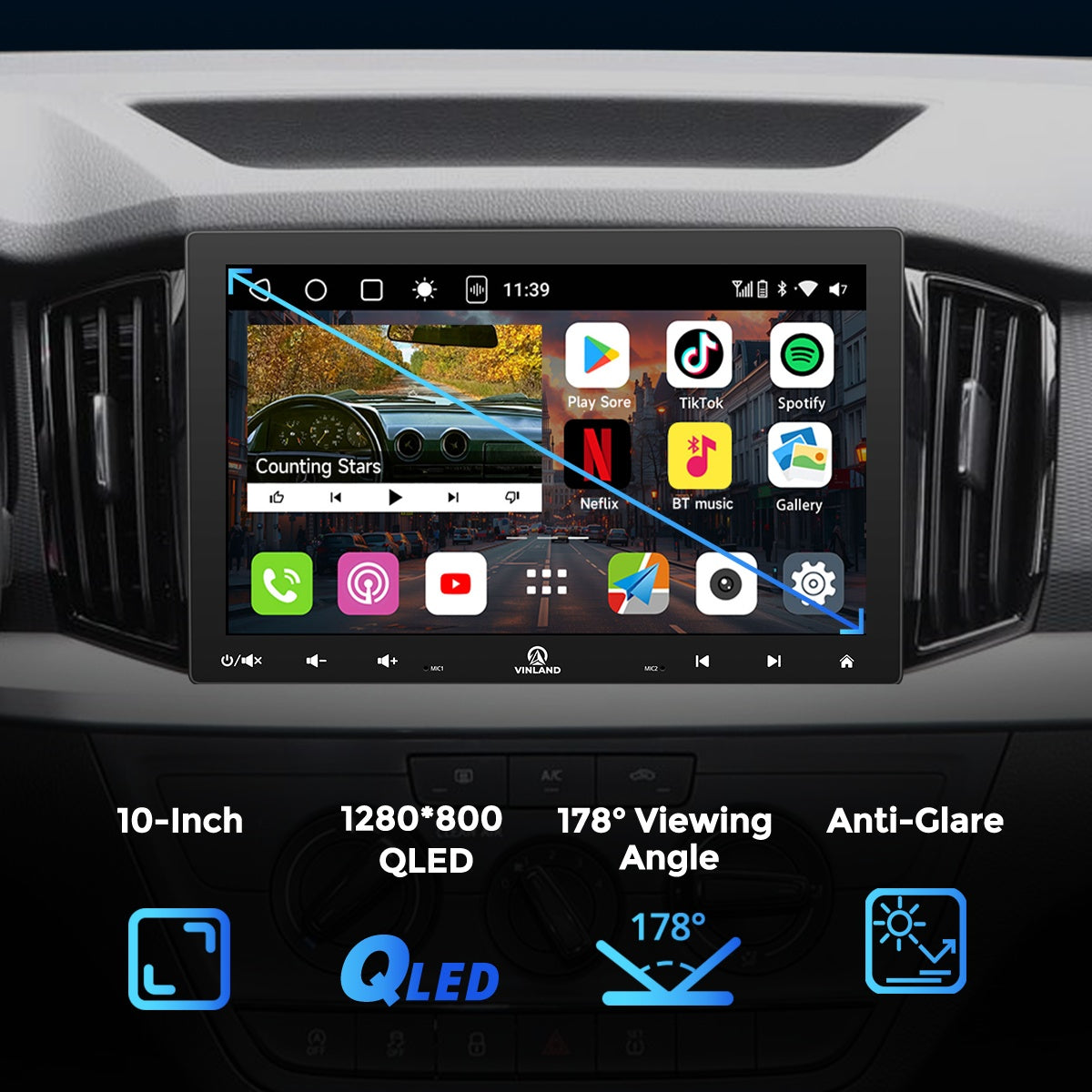 VIBE 10.1" Single DIN Android Car Universal Radio
