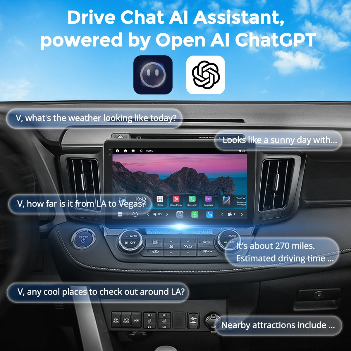 VISTA 10” Custom-Fit Car Stereo for Toyota RAV4 2013-2018