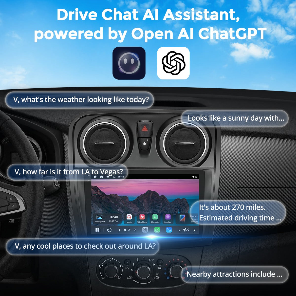 VISTA 9” Custom-Fit Car Stereo for Dacia Sandero/Logan 2012-2020(B)