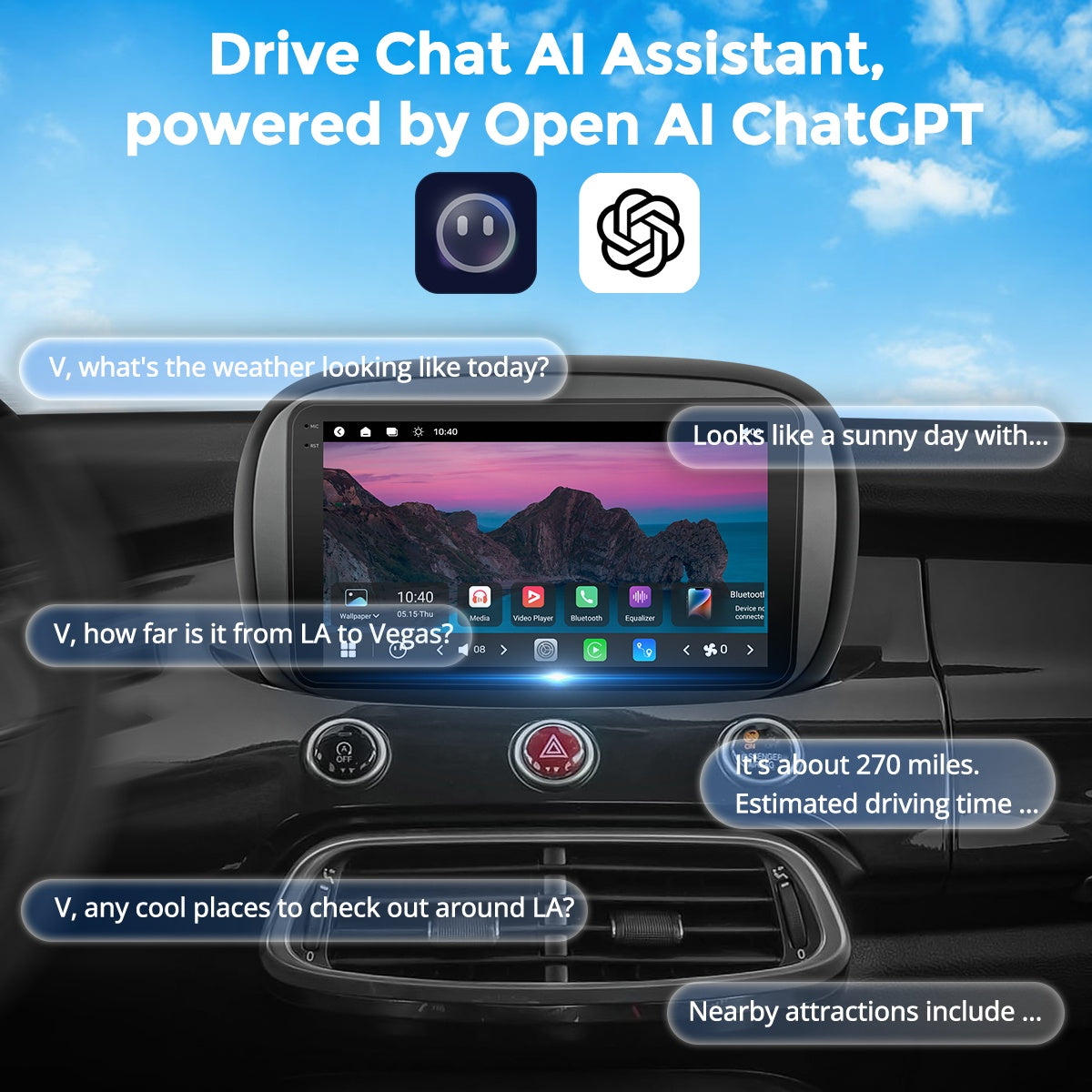 VISTA 9” Custom-Fit Car Stereo for Fiat 500X 2014-2020