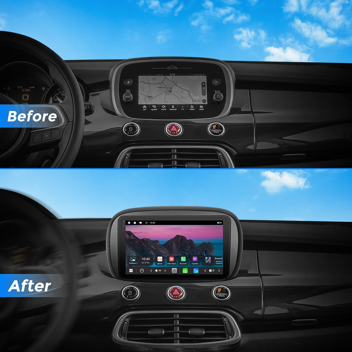 VISTA 9” Custom-Fit Car Stereo for Fiat 500X 2014-2020