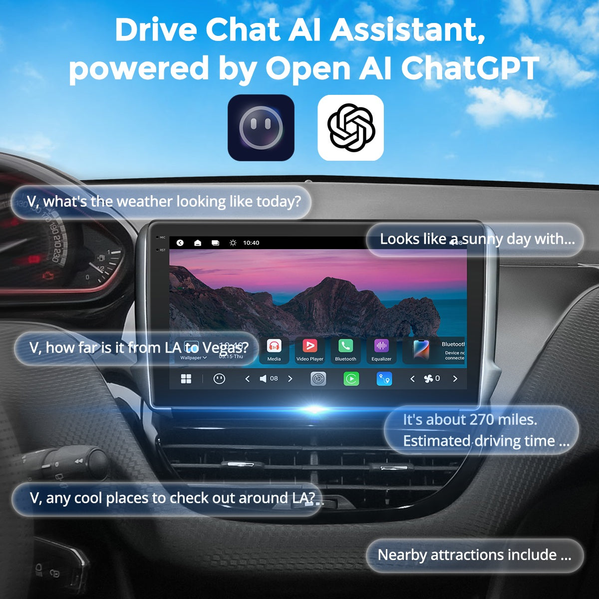 VISTA 10” Custom-Fit Car Stereo for Peugeot 2008/Peugeot 208 2012-2019