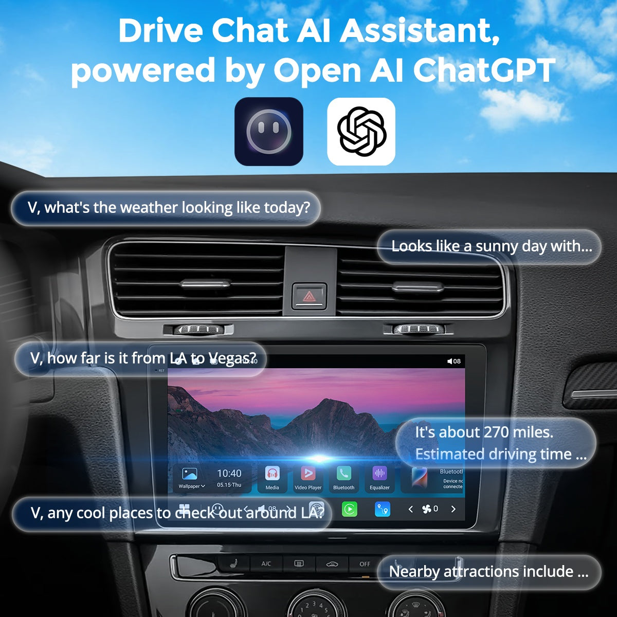 VISTA 10” Custom-Fit Car Stereo for Volkswagen Golf 7 2013-2020